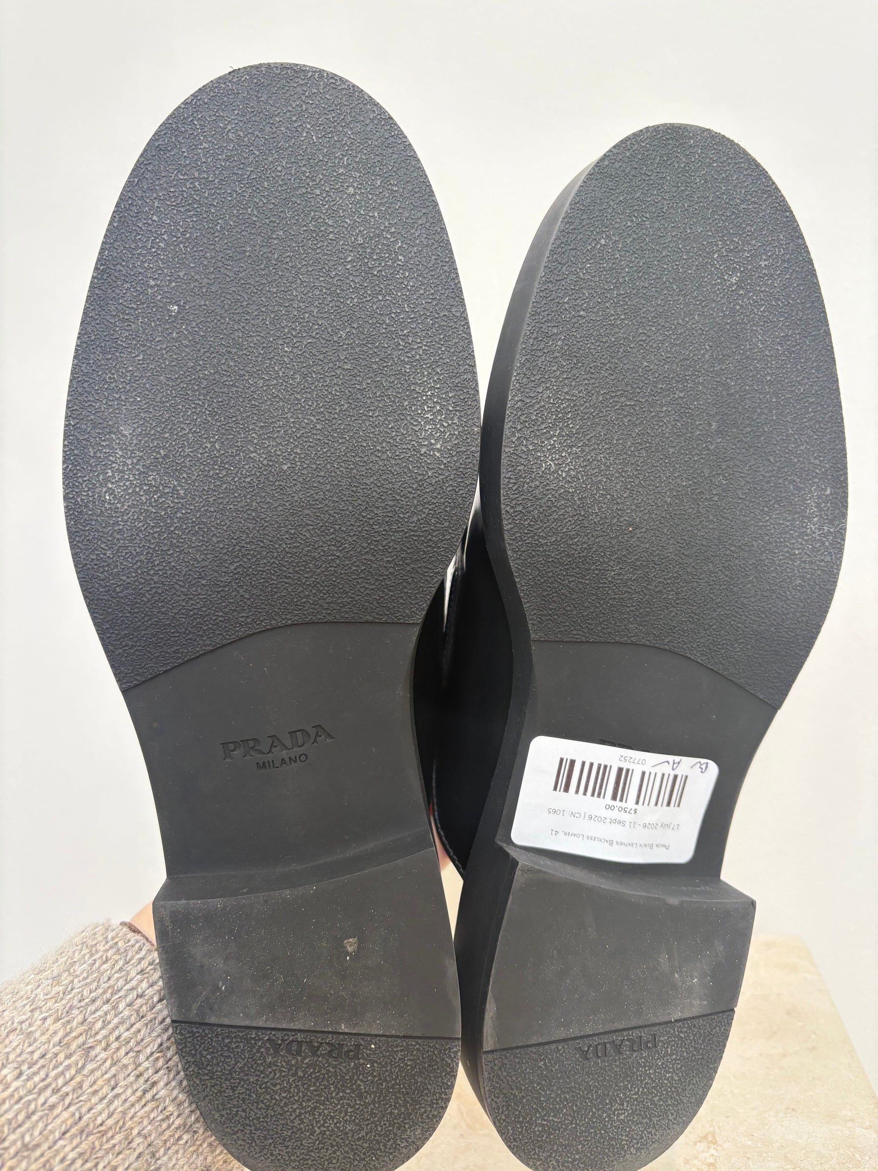 Prada Black Leather Backless Loafer, 41