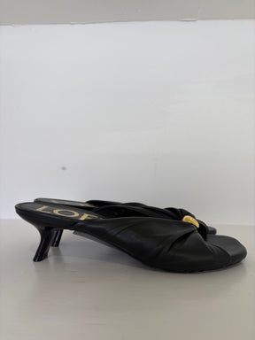 Loewe Black Leather Dot Heeled Mules, 36