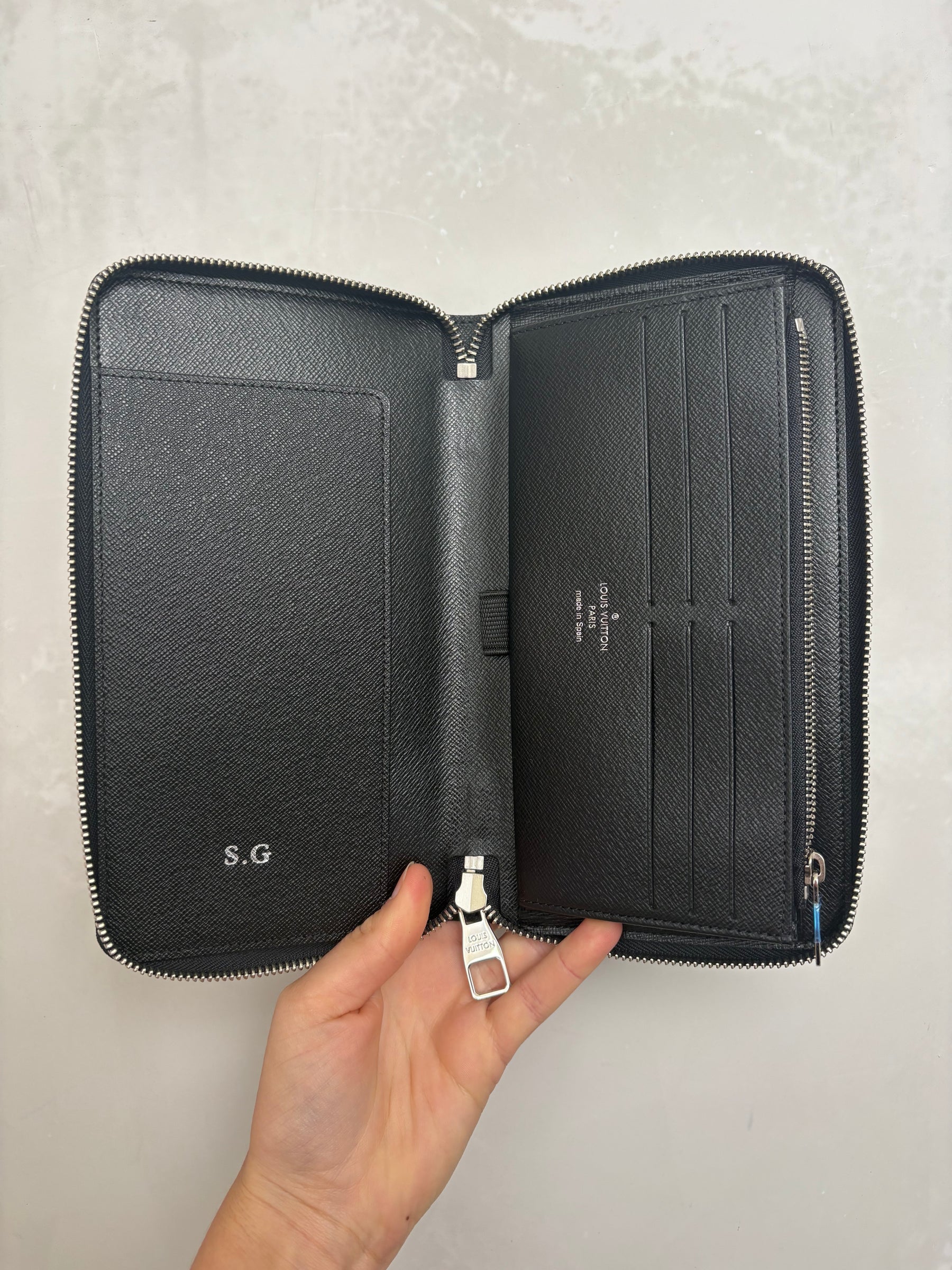 Louis Vuitton Damier Graphite Travel Wallet *monogrammed S.G*