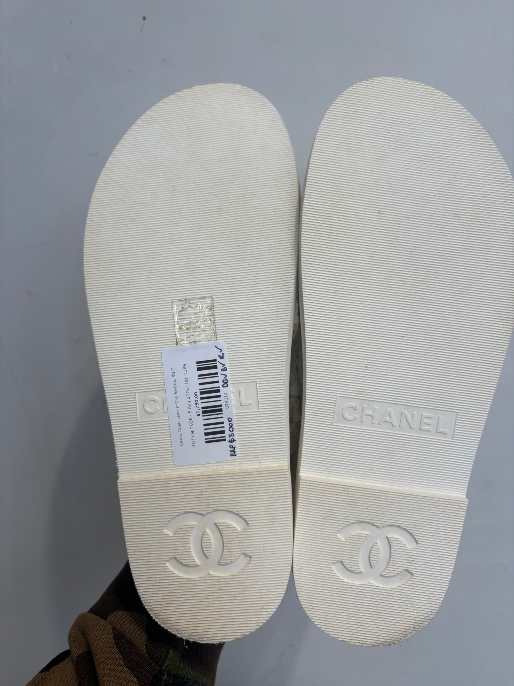 Chanel White crochet Dad Sandals, 38 C