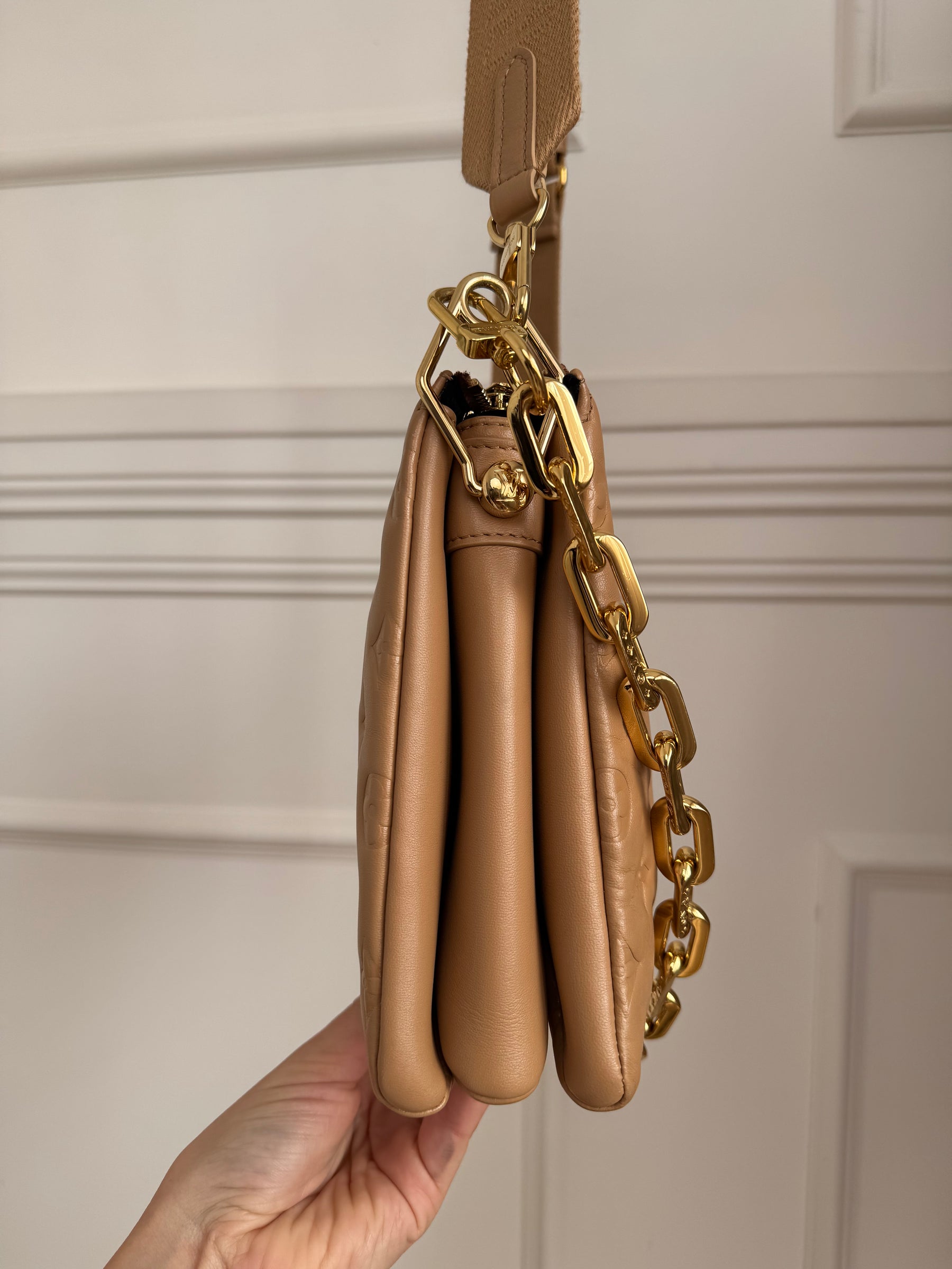 Louis Vuitton Camel Leather Coussin PM Bag