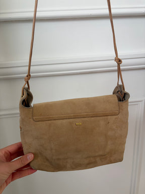 Gucci Beige Suede Heart Whipstitch Shoulder Bag