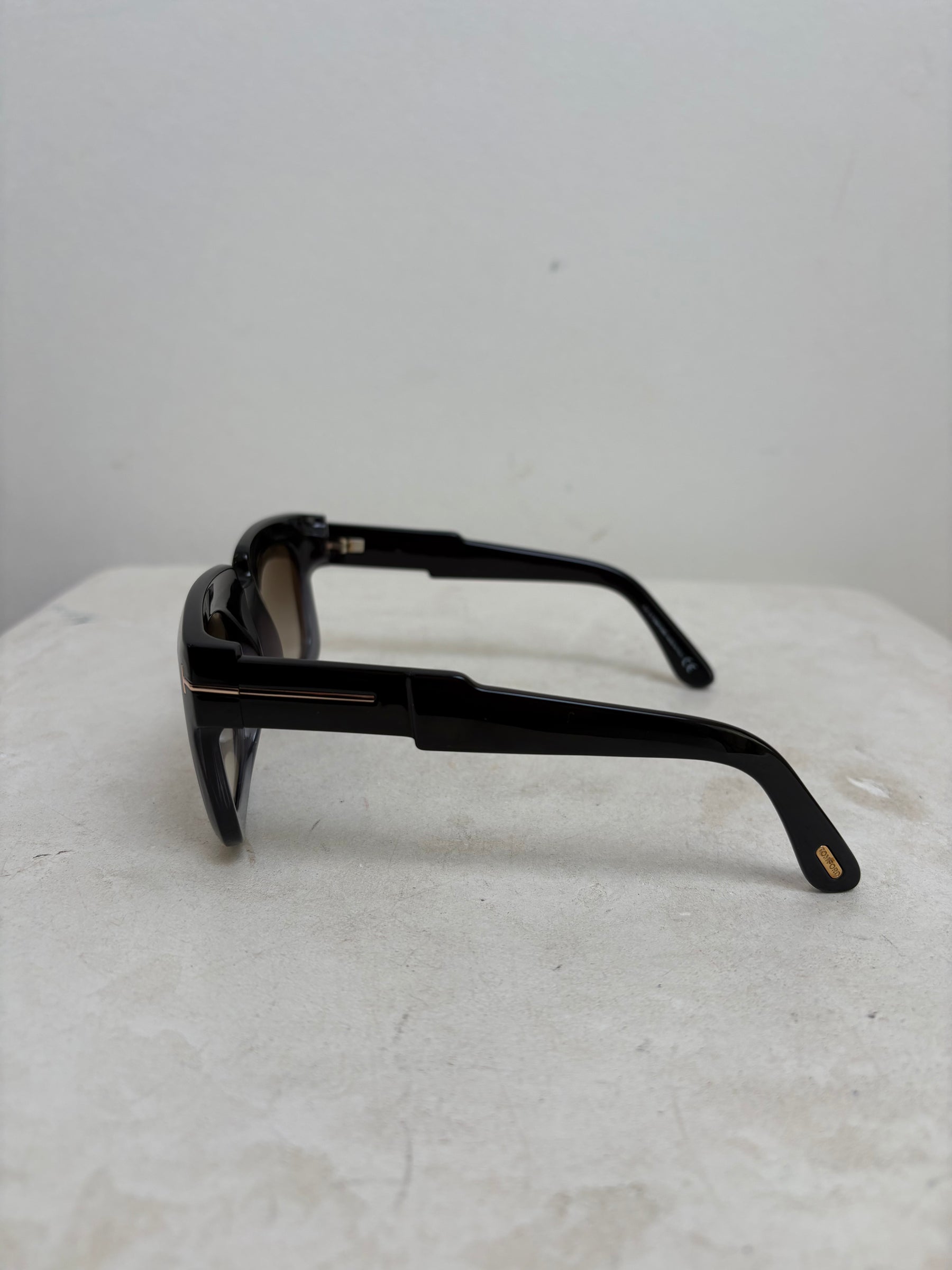 Tom Ford Black Ombre Oversized Square Sunglasses