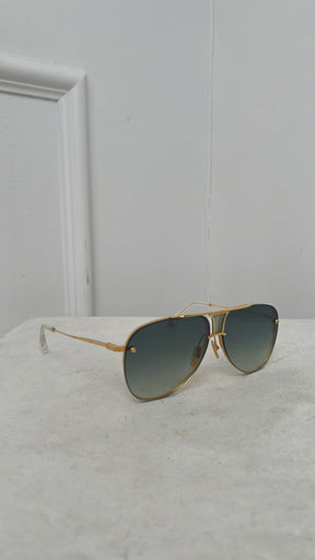 DITA Gold Tone Oversized Aviator Sunglasses