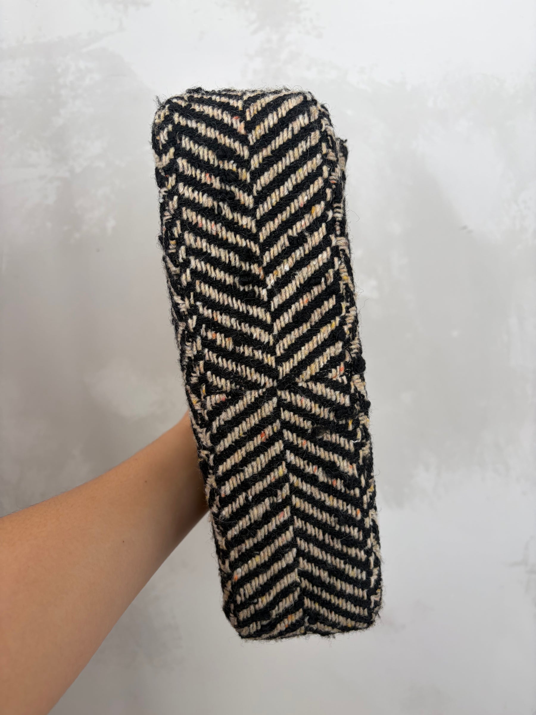 Anine Bing Brown and Beige Herringbone Tweed Shoulder Bag