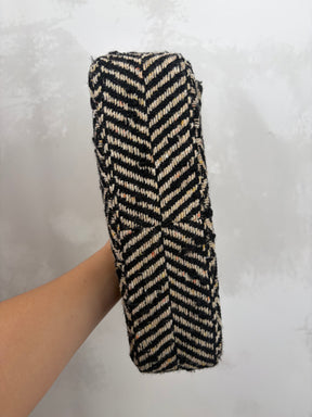 Anine Bing Brown and Beige Herringbone Tweed Shoulder Bag