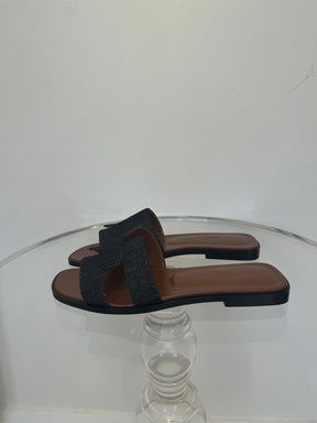 Hermès Denim Bleu Oran Sandals, 37.5