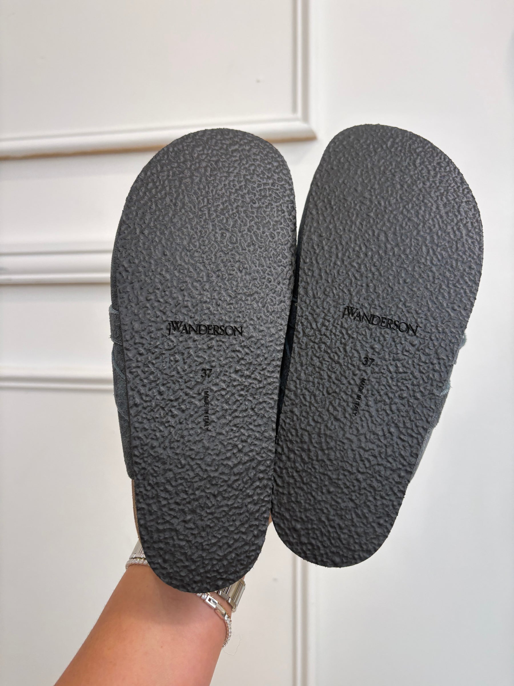 JW Anderson Grey Felt Chain Mules, 37