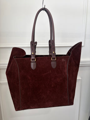 Burberry Brown Suede Medium Shield Tote Bag