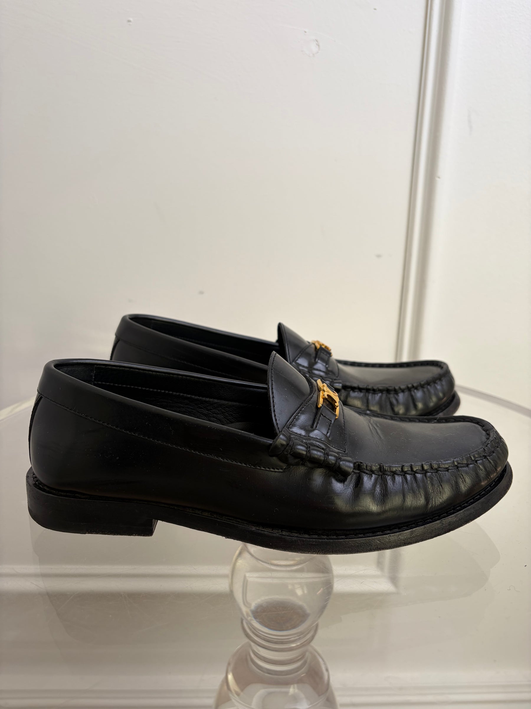 Celine Triomphe Loafers In Black, 37