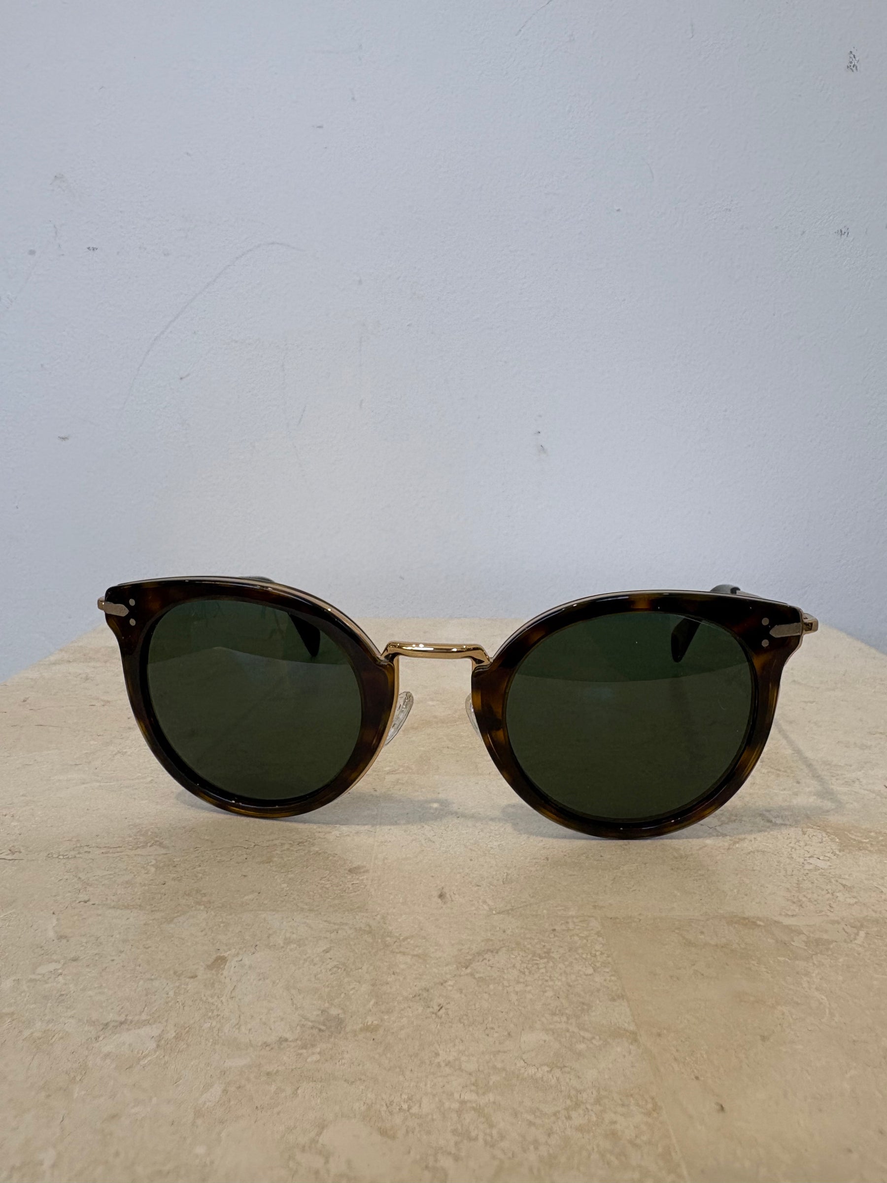 Celine Tortoishell Sunglasses With Gold Hardware