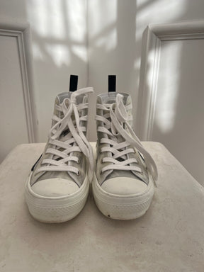 Dior Newspaper Print High Top Sneakers, 37