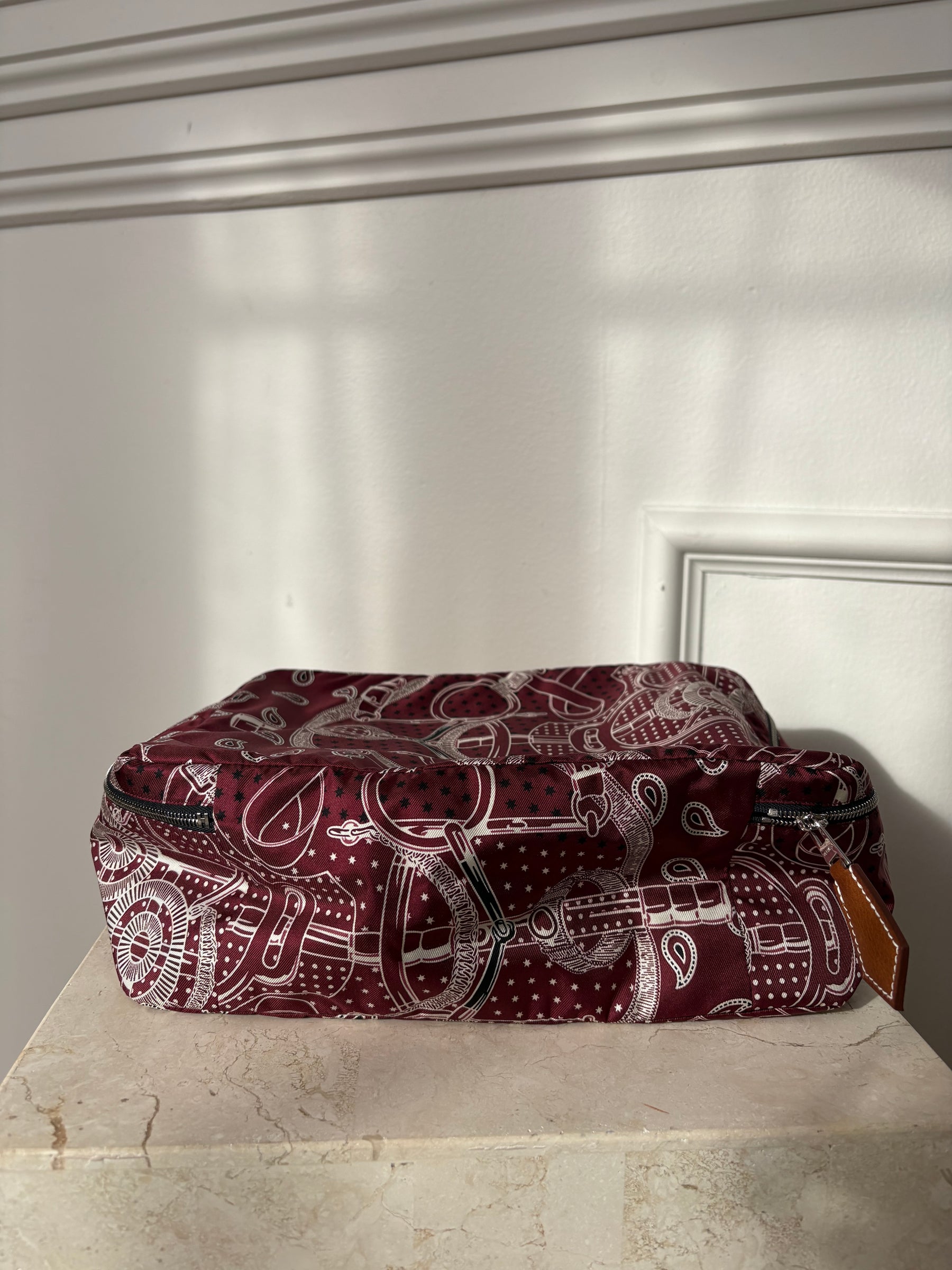 Hermès Silk Travel Cube Bordeaux