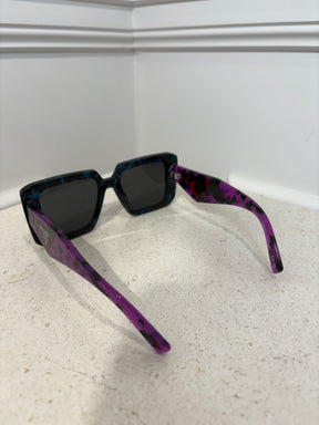 Prada Blue, Black and Purple Tortoiseshell Oversized Square Sunglasses