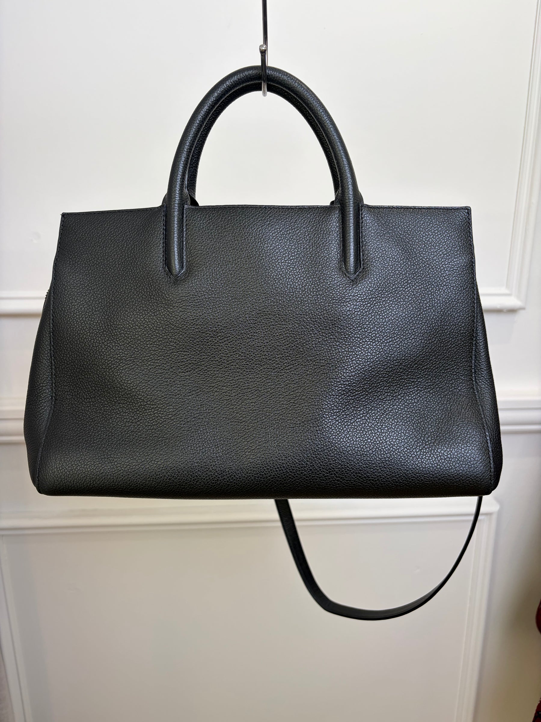 Saint Laurent Black Leather Rive Gauche Shoulder Bag With Top Handle
