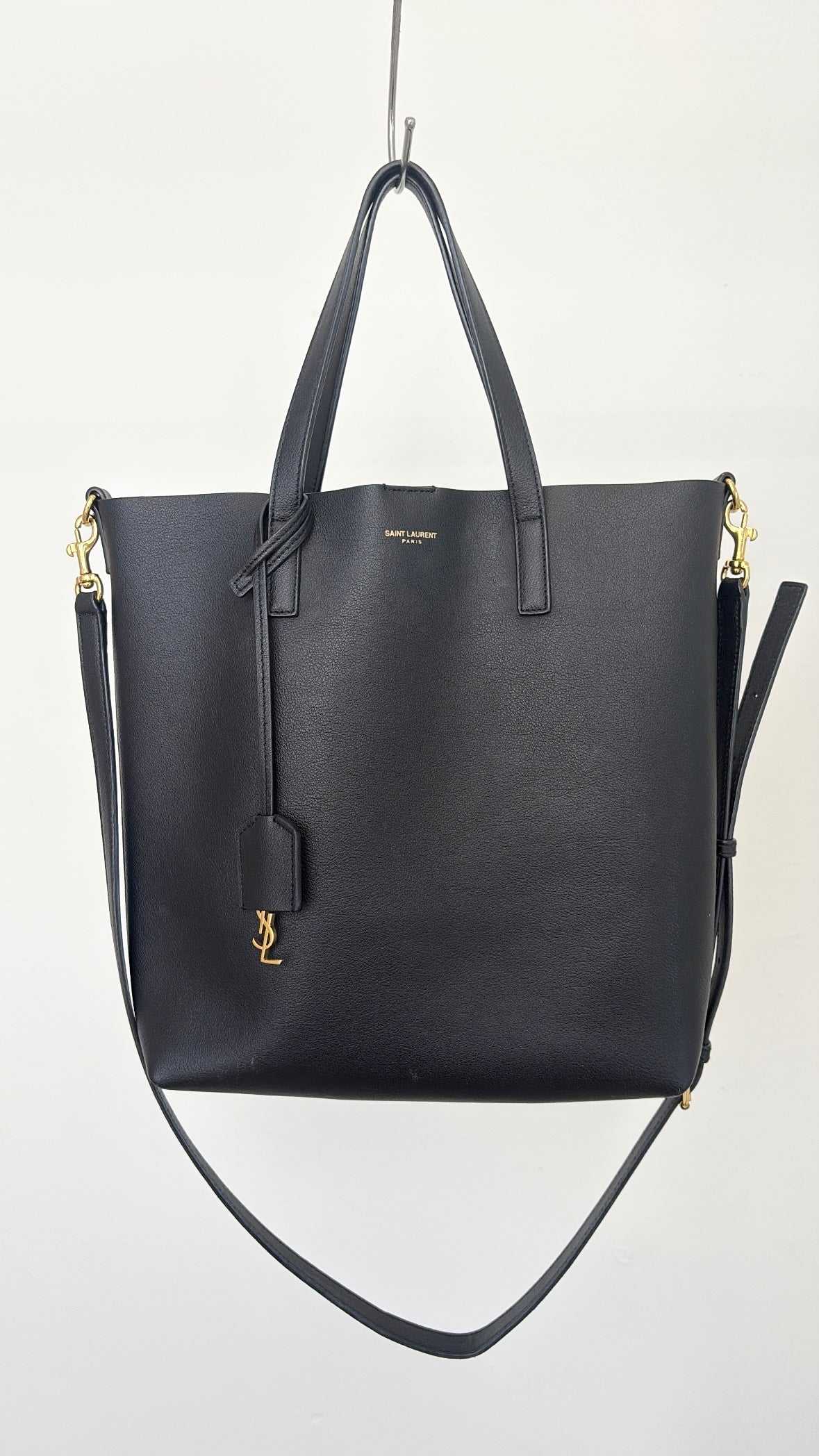 Saint Laurent Black Leather Toy Shopper Tote