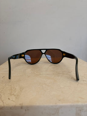 Bottega Veneta Green Flat Top Aviator Sunglasses