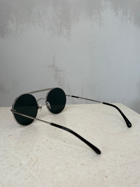 Chanel Silver Mirrored Round Aviator Sunglasses