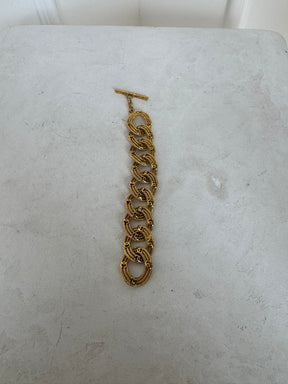 Chanel Gold Tone Logo Chain Bracelet