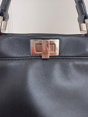 Fendi Black Leather Mini Monster Peekaboo