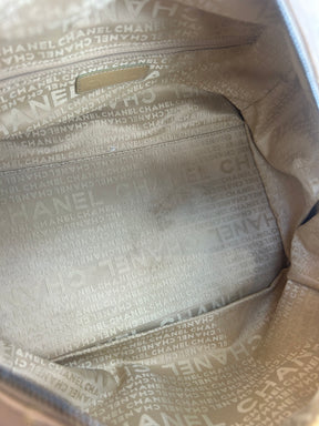 Chanel Beige Leather Logo Handle Bowling Bag