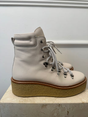 Hermès Cream Leather Discovery Combat Boots, 38