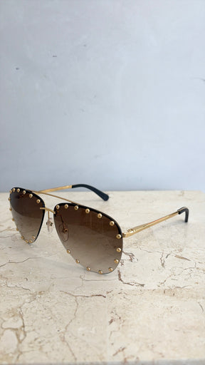 Louis Vuitton Gold Studded Aviator Sunglasses