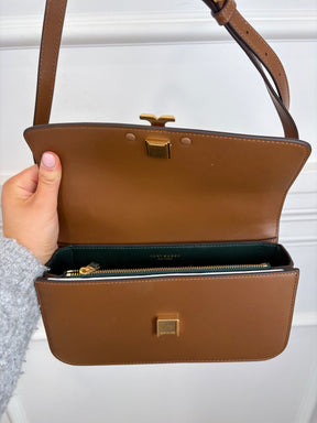 Tory Burch Tan Leather Logo Shoulder Bag
