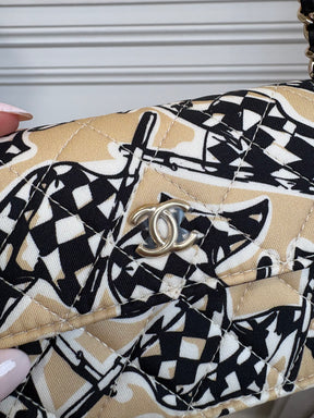 Chanel Chanel Black White and Beige Flag Print Mini Bag