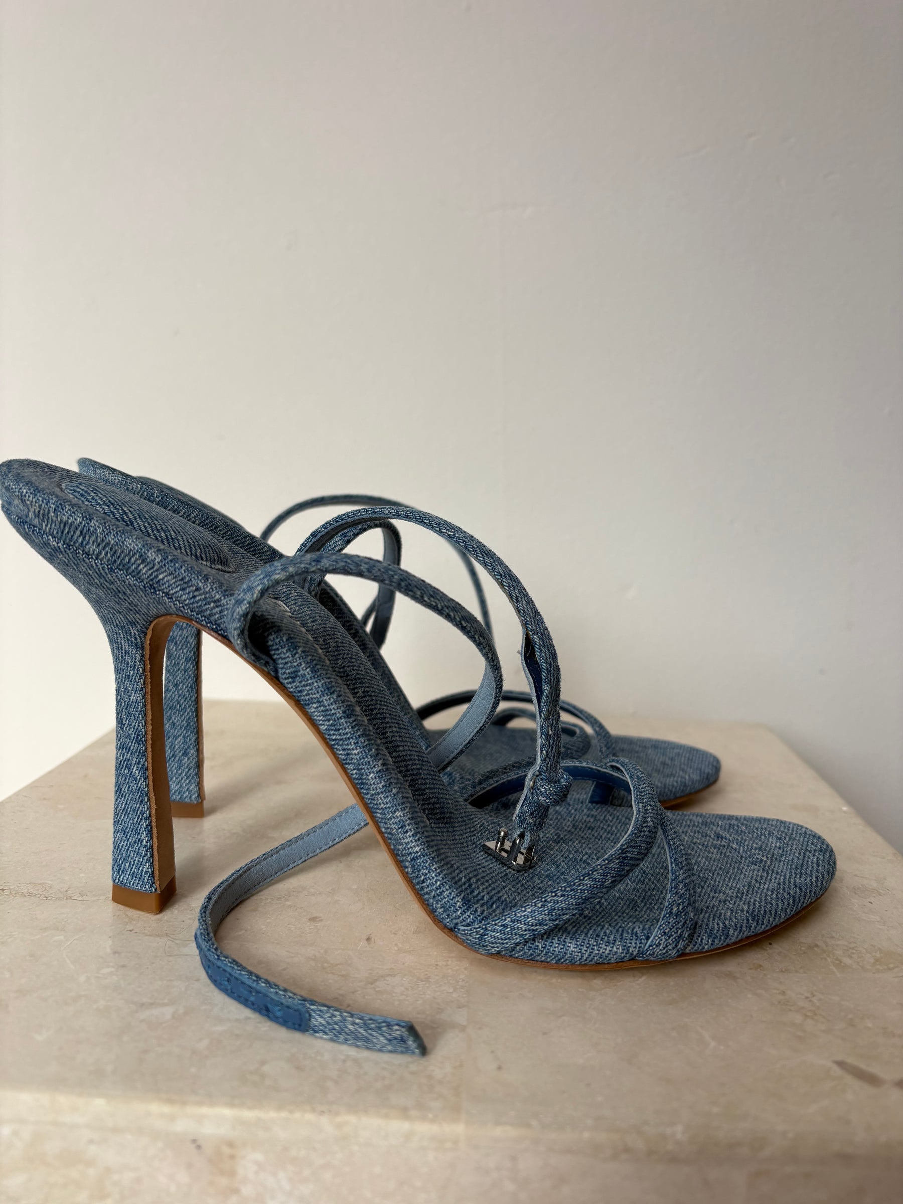 Alexander Wang Blue Denim Strappy Heels, 39