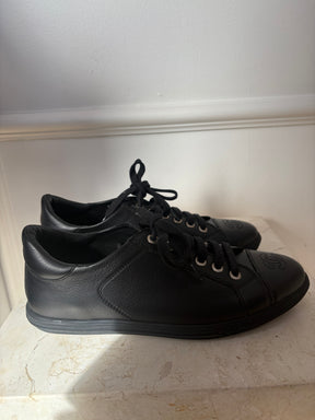 Chanel Uniform Black Leather Sneakers, 36