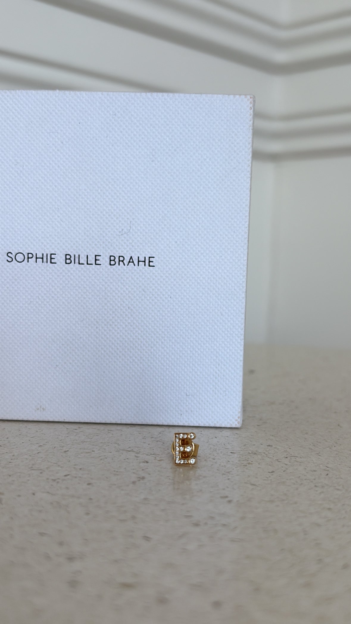 Sophie Bille Brahe Gold and Diamond 'E' Single Stud
