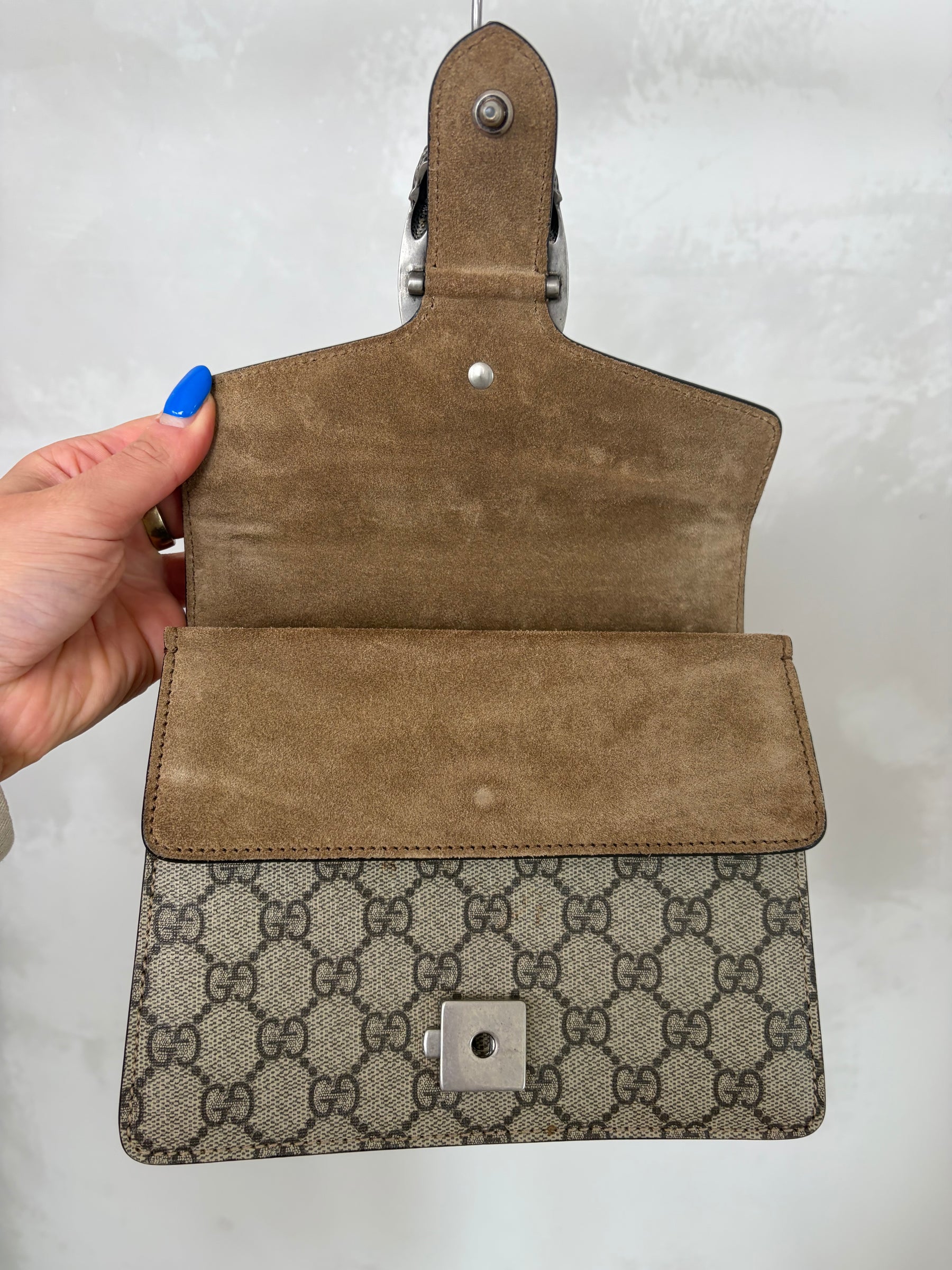 Gucci Dionysus GG Supremem Mini Bag In Beige Ebony Canvas