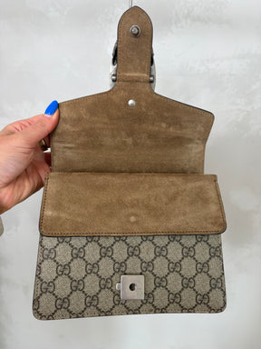 Gucci Dionysus GG Supremem Mini Bag In Beige Ebony Canvas