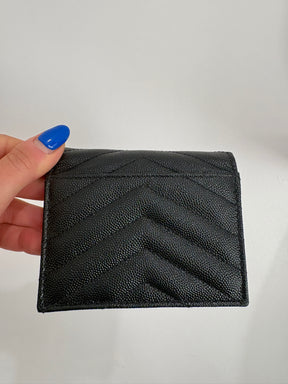 Saint Laurent Black Chevron Quilted Leather Fold Wallet