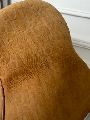 Dior Tan Nubuck Oblique Monogram Embossed Boston Bag