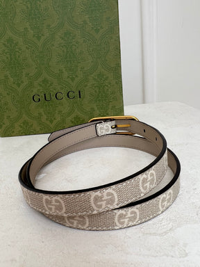 Gucci Beige Monogram Thin Belt, 75