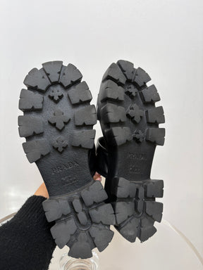Prada Black Chunky Monolith Sandals, 38.5