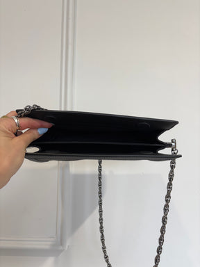 Gucci Jacquard Black Denim GG Monogram Chain Shoulder Bag