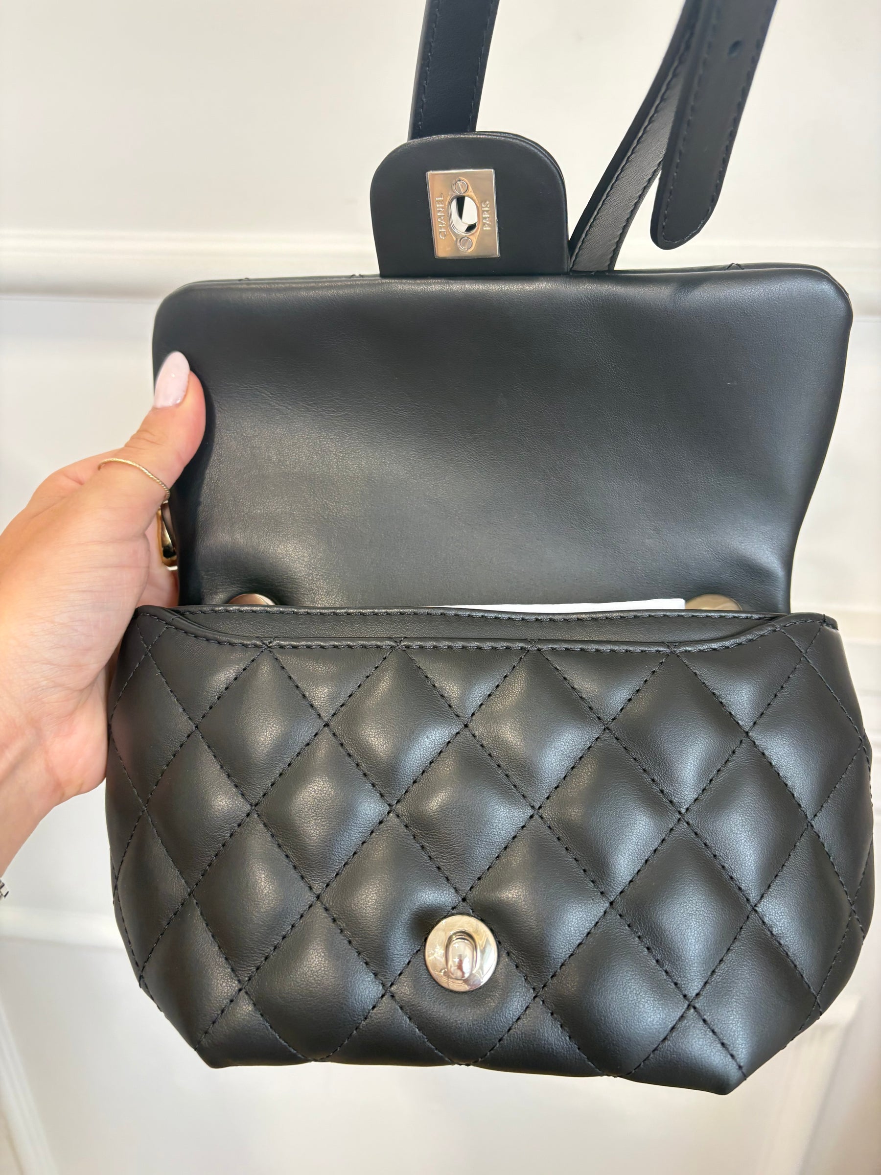 Chanel Black Leather Uniform Belt Bag