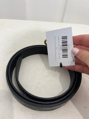 Balenciaga Black Croc Embossed Leather Logo Belt, 95
