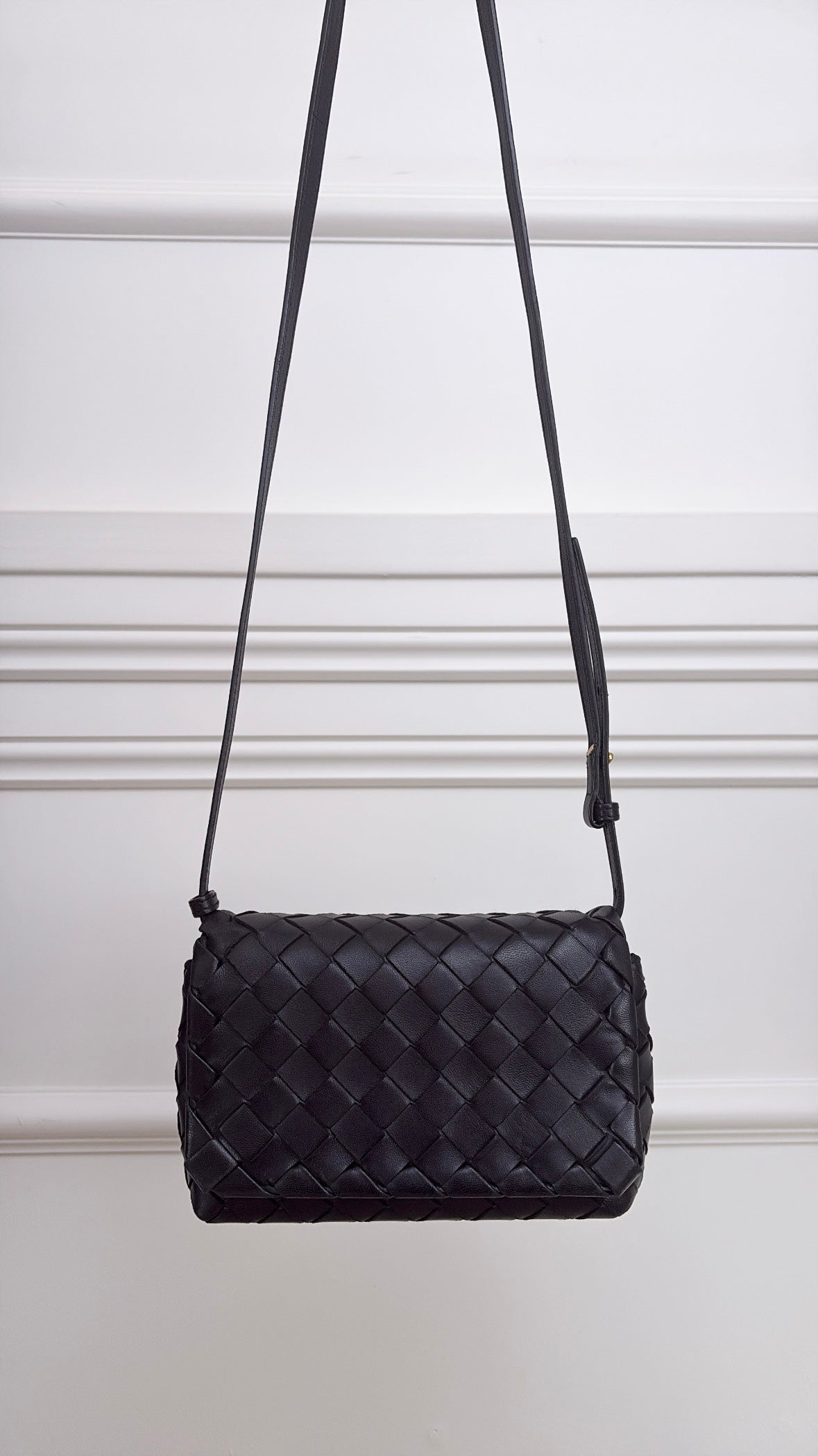 Bottega Veneta Black Intrecciato Mini Flap Bag