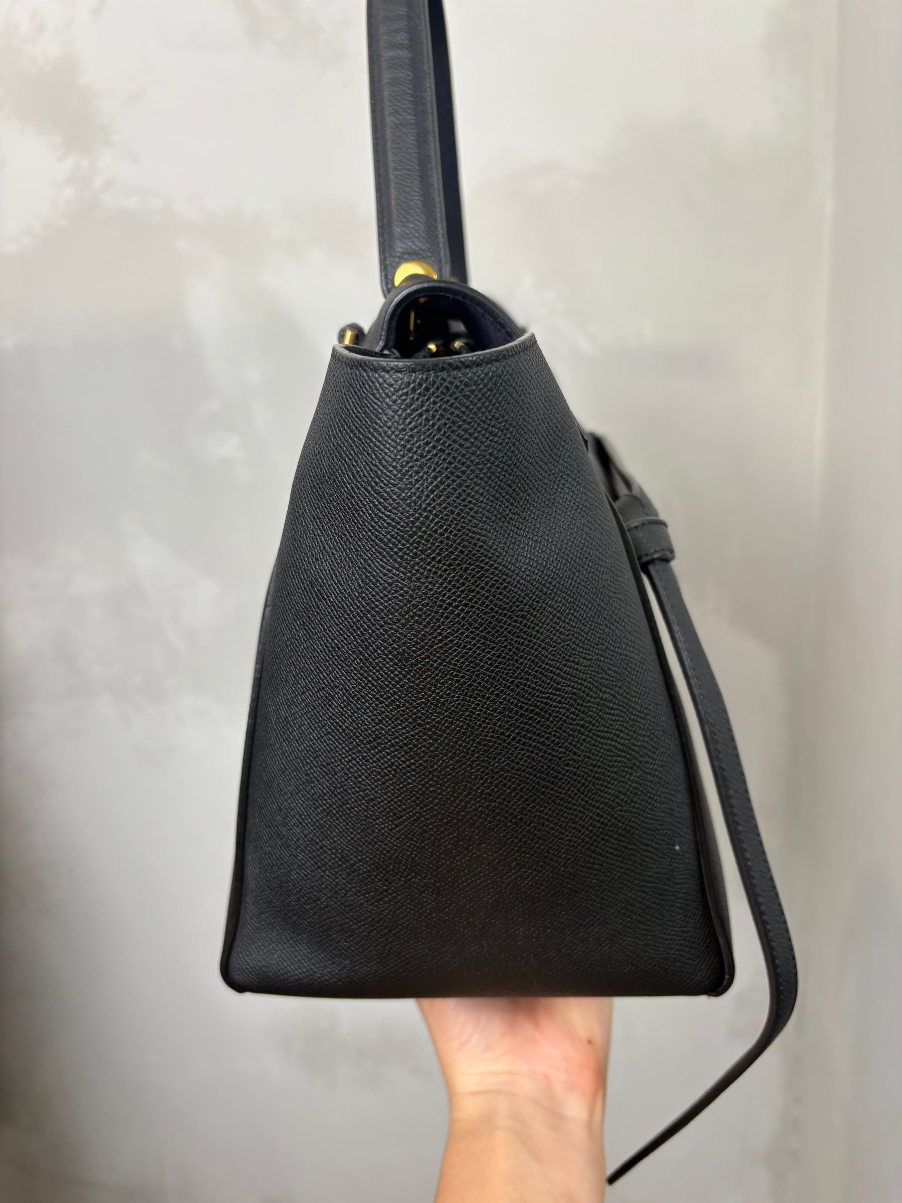 Celine Black Grained Leather Small Belt Bag