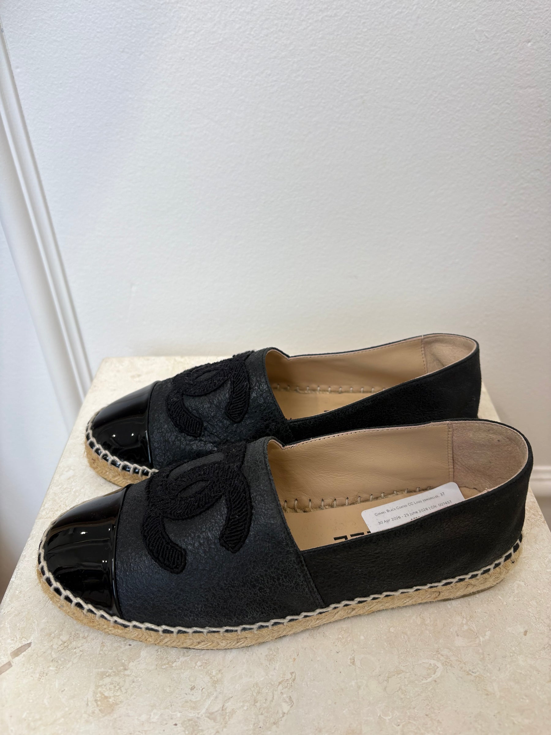 Chanel Black Coated CC Logo espadrilles, 37