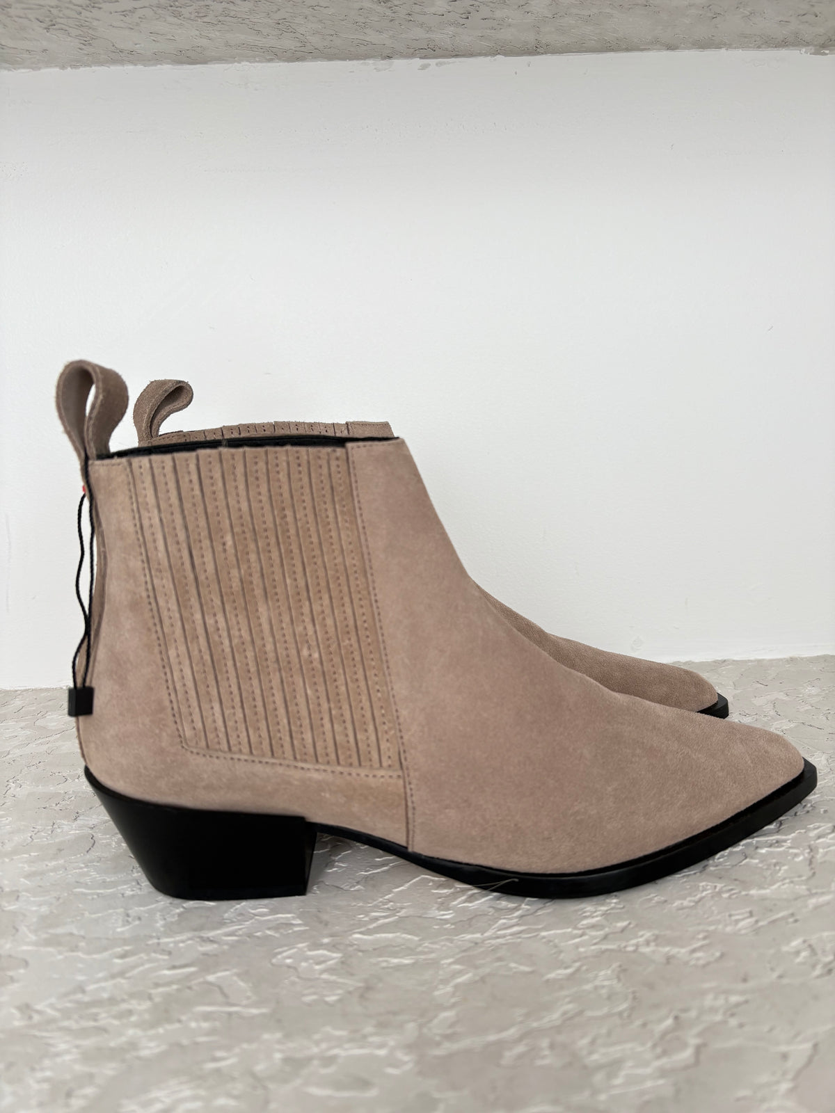 Aeyde Taupe Suede Pointed Ankle Boots, 37
