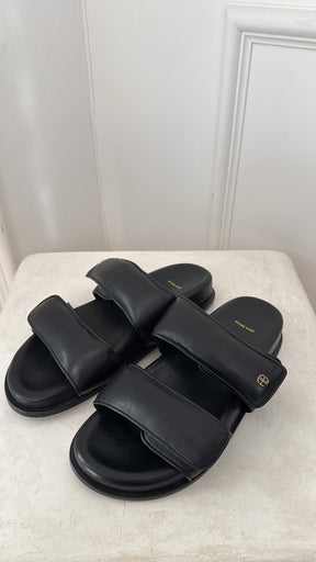 Anine Bing Black Puffy Slides, 39