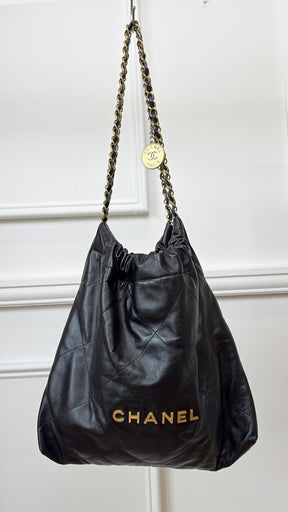 Chanel Black Leather Medium 22 Bag