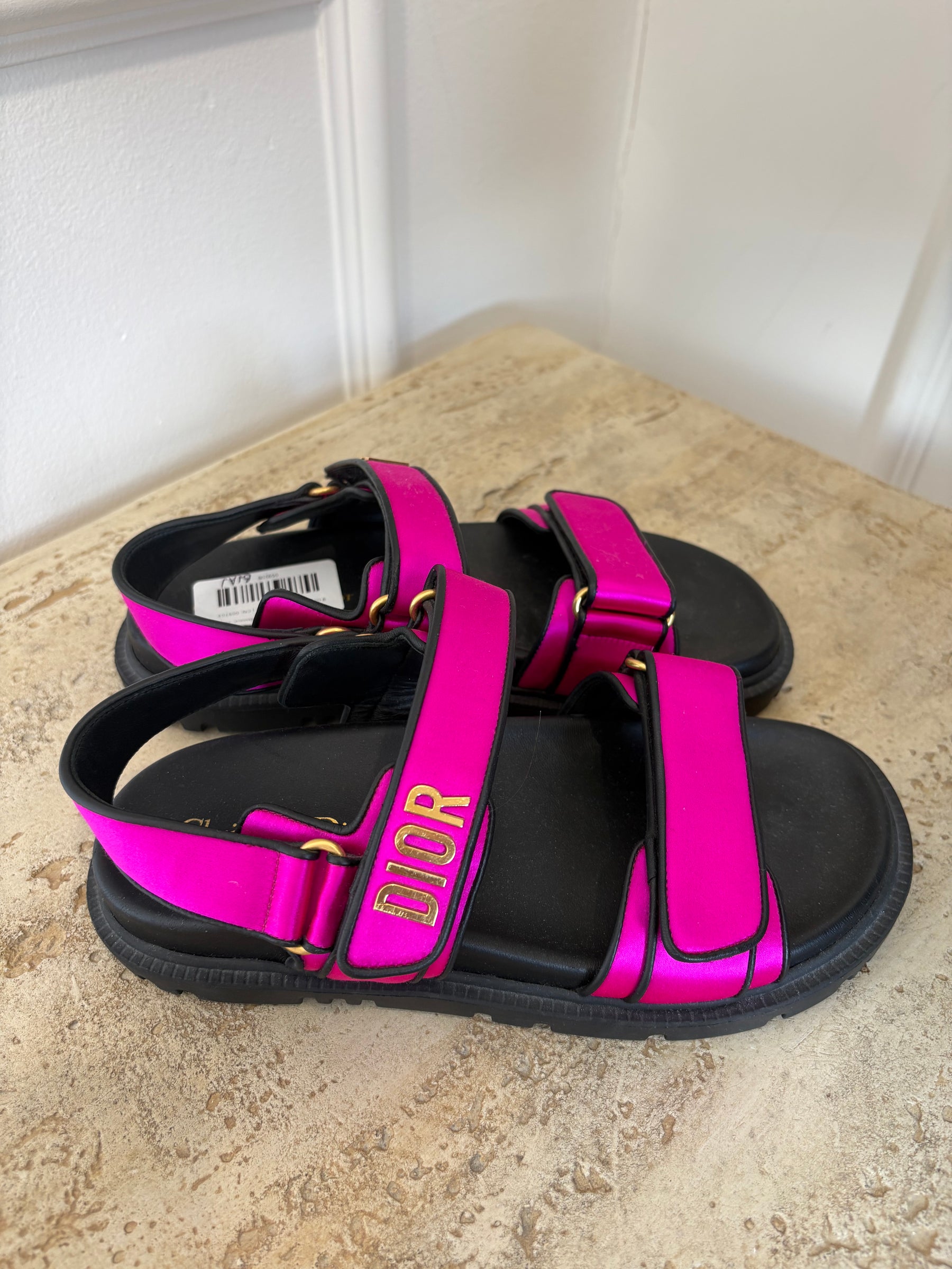 Dior Hot Pink Satin Dioract Sandals, 38