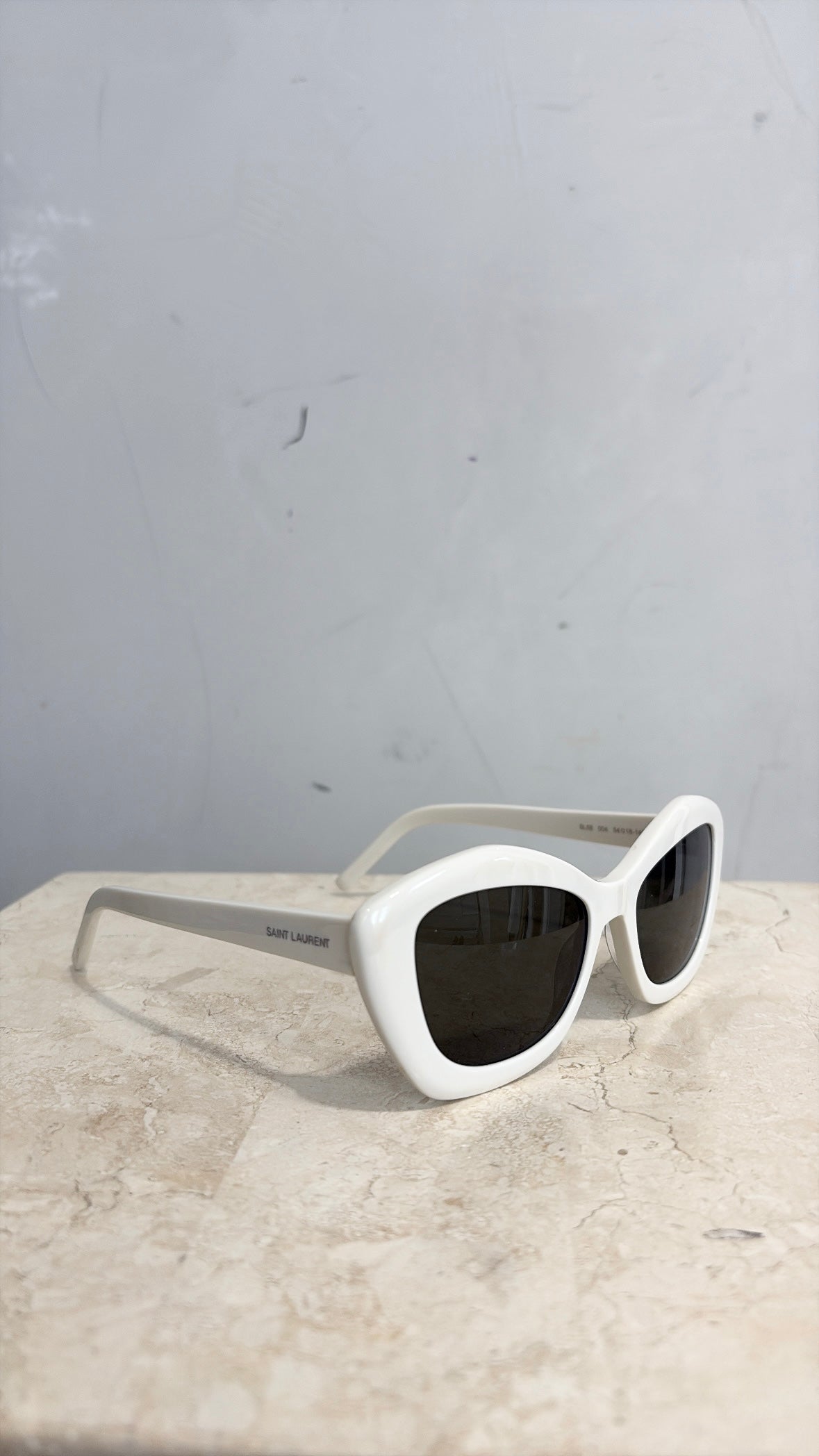 Saint Laurent White Acetate Cat Eye Sunglasses