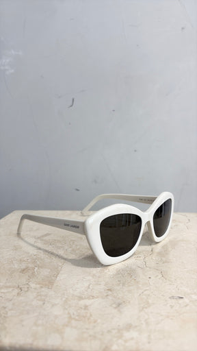 Saint Laurent White Acetate Cat Eye Sunglasses